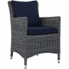 Modway Summon Dining Outdoor Patio Sunbrella® Armchair in Canvas Navy - Front Side Angle