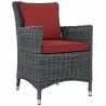 Modway Summon Dining Outdoor Patio Sunbrella® Armchair in Canvas Red - Front Side Angle - Modway Summon Dining Outdoor Patio Sunbrella® Armchair in Canvas Red - Front Side Angle