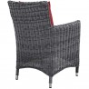 Modway Summon Dining Outdoor Patio Sunbrella® Armchair in Canvas Red - Back Side Angle