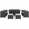 Modway Sojourn 9 Piece Outdoor Patio Sunbrella® Dining Set in Antique Canvas Beige - Set in Front Angle