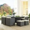 Modway Sojourn 9 Piece Outdoor Patio Sunbrella® Dining Set in Antique Canvas Beige - Lifestyle - Modway Sojourn 9 Piece Outdoor Patio Sunbrella® Dining Set in Antique Canvas Beige - Lifestyle