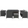Modway Sojourn 9 Piece Outdoor Patio Sunbrella® Dining Set in Canvas Gray - Set in Front Angle