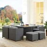 Modway Sojourn 9 Piece Outdoor Patio Sunbrella® Dining Set in Canvas Gray - Lifestyle