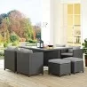 Modway Sojourn 9 Piece Outdoor Patio Sunbrella® Dining Set in Canvas Gray - Lifestyle - Modway Sojourn 9 Piece Outdoor Patio Sunbrella® Dining Set in Canvas Gray - Lifestyle