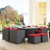 Modway Sojourn 9 Piece Outdoor Patio Sunbrella® Dining Set in Canvas Red - Lifestyle