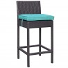 Modway Convene 5 Piece Outdoor Patio Pub Set in Espresso Turquoise - Stool in Front Side Angle