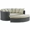 Modway Sojourn Outdoor Patio Sunbrella® Daybed in Canvas Beige - Set in Front Side Angle - Modway Sojourn Outdoor Patio Sunbrella® Daybed in Canvas Beige - Set in Front Side Angle