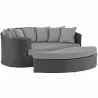 Modway Sojourn Outdoor Patio Sunbrella® Daybed in Canvas Gray - Set in Front Side Angle - Modway Sojourn Outdoor Patio Sunbrella® Daybed in Canvas Gray - Set in Front Side Angle