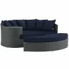 Modway Sojourn Outdoor Patio Sunbrella® Daybed in Canvas Navy - Set in Front Side Angle - Modway Sojourn Outdoor Patio Sunbrella® Daybed in Canvas Navy - Set in Front Side Angle