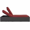 Modway Sojourn Outdoor Patio Sunbrella® Double Chaise in Canvas Red - Reclined in Front Angle - Modway Sojourn Outdoor Patio Sunbrella® Double Chaise in Canvas Red - Reclined in Front Angle
