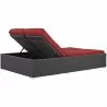 Modway Sojourn Outdoor Patio Sunbrella® Double Chaise in Canvas Red - Reclined in Back Side Angle - Modway Sojourn Outdoor Patio Sunbrella® Double Chaise in Canvas Red - Reclined in Back Side Angle