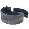 Modway Summon Outdoor Patio Sunbrella® Daybed in Gray Navy - Set in Back Side Top Angle