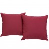 Modway Convene Two Piece Outdoor Patio Pillow Set in Red - Set in Front Angle