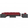 Modway Sojourn 7 Piece Outdoor Patio Sunbrella® Sectional Set - Canvas Red - Front Angle