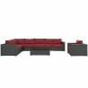 Modway Sojourn 7 Piece Outdoor Patio Sunbrella® Sectional Set - Canvas Red - Front Angle - Modway Sojourn 7 Piece Outdoor Patio Sunbrella® Sectional Set - Canvas Red - Front Angle