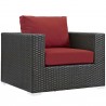 Modway Sojourn 7 Piece Outdoor Patio Sunbrella® Sectional Set - Canvas Red - ArmChair - Front Side Angle
