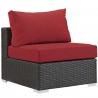 Modway Sojourn 7 Piece Outdoor Patio Sunbrella® Sectional Set - Canvas Red - Armless Chair - Front Side Angle
