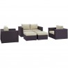Modway Convene 5 Piece Outdoor Patio Sofa Set - Espresso Beige - Set in Front Side Angle