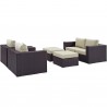 Modway Convene 5 Piece Outdoor Patio Sofa Set - Espresso Beige - Set in Front Side View