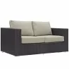 Modway Convene 5 Piece Outdoor Patio Sofa Set - Espresso Beige - Loveseat in Front Side Angle - Modway Convene 5 Piece Outdoor Patio Sofa Set - Espresso Beige - Loveseat in Front Side Angle