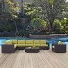 Modway Convene 7 Piece Outdoor Patio Sectional Set - Espresso Peridot - Lifestyle