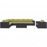 Modway Convene 7 Piece Outdoor Patio Sectional Set - Espresso Peridot - Front Angle