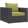 Modway Convene 7 Piece Outdoor Patio Sectional Set - Espresso Peridot - ArmChair - Front Side Angle