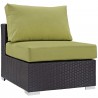 Modway Convene 7 Piece Outdoor Patio Sectional Set - Espresso Peridot - Armless Chair - Front Side Angle