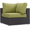 Modway Convene 7 Piece Outdoor Patio Sectional Set - Espresso Peridot - Corner Chair - Front Angle