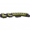 Modway Convene 11 Piece Outdoor Patio Sectional Set - Espresso Peridot - Front Angle