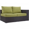Modway Convene 11 Piece Outdoor Patio Sectional Set - Espresso Peridot - Left Arm Loveseat - Front Side Angle