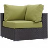 Modway Convene 11 Piece Outdoor Patio Sectional Set - Espresso Peridot - Corner Chair - Front Angle