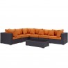 Modway Convene 7 Piece Outdoor Patio Sectional Set - Expresso Orange - Set in Front Angle