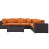 Modway Convene 7 Piece Outdoor Patio Sectional Set - Expresso Orange - Set in Front View