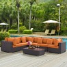 Modway Convene 7 Piece Outdoor Patio Sectional Set - Expresso Orange - Lifestyle
