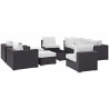 Modway Convene 10 Piece Outdoor Patio Sectional Set - Espresso White - Set in Front Side Angle