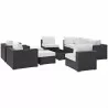 Modway Convene 10 Piece Outdoor Patio Sectional Set - Espresso White - Set in Front Side Angle - Modway Convene 10 Piece Outdoor Patio Sectional Set - Espresso White - Set in Front Side Angle