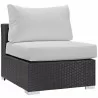 Modway Convene 10 Piece Outdoor Patio Sectional Set - Espresso White - Armless Chair in Front Side Angle - Modway Convene 10 Piece Outdoor Patio Sectional Set - Espresso White - Armless Chair in Front Side Angle