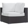 Modway Convene 10 Piece Outdoor Patio Sectional Set - Espresso White - Corner Chair in Front Side Angle