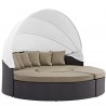Modway Convene Canopy Outdoor Patio Daybed - Espresso Mocha - Retractable in Front Side AngleModway Convene Canopy Outdoor Patio Daybed - Espresso Mocha - Retractable in Front Side Angle