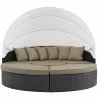 Modway Convene Canopy Outdoor Patio Daybed - Espresso Mocha - Retractable in Front Angle - Modway Convene Canopy Outdoor Patio Daybed - Espresso Mocha - Retractable in Front Angle
