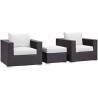 Modway Convene 3 Piece Outdoor Patio Sofa Set - Espresso White - Set in Front Side Angle