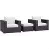 Modway Convene 3 Piece Outdoor Patio Sofa Set - Espresso White - Set in Front Side Angle - Modway Convene 3 Piece Outdoor Patio Sofa Set - Espresso White - Set in Front Side Angle