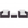 Modway Convene 3 Piece Outdoor Patio Sofa Set - Espresso White - Set in Front Angle