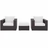 Modway Convene 3 Piece Outdoor Patio Sofa Set - Espresso White - Set in Front Angle - Modway Convene 3 Piece Outdoor Patio Sofa Set - Espresso White - Set in Front Angle