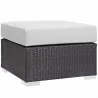 Modway Convene 3 Piece Outdoor Patio Sofa Set - Espresso White - Ottoman in Front Side Angle - Modway Convene 3 Piece Outdoor Patio Sofa Set - Espresso White - Ottoman in Front Side Angle