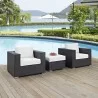 Modway Convene 3 Piece Outdoor Patio Sofa Set - Espresso White - Lifestyle - Modway Convene 3 Piece Outdoor Patio Sofa Set - Espresso White - Lifestyle