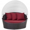 Modway Convene Canopy Outdoor Patio Daybed - Espresso Red - Retractable in Front Angle