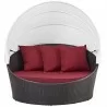 Modway Convene Canopy Outdoor Patio Daybed - Espresso Red - Retractable in Front Angle - Modway Convene Canopy Outdoor Patio Daybed - Espresso Red - Retractable in Front Angle