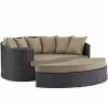 Modway Convene Outdoor Patio Daybed in Espresso Mocha - Front Side Angle - Modway Convene Outdoor Patio Daybed in Espresso Mocha - Front Side Angle